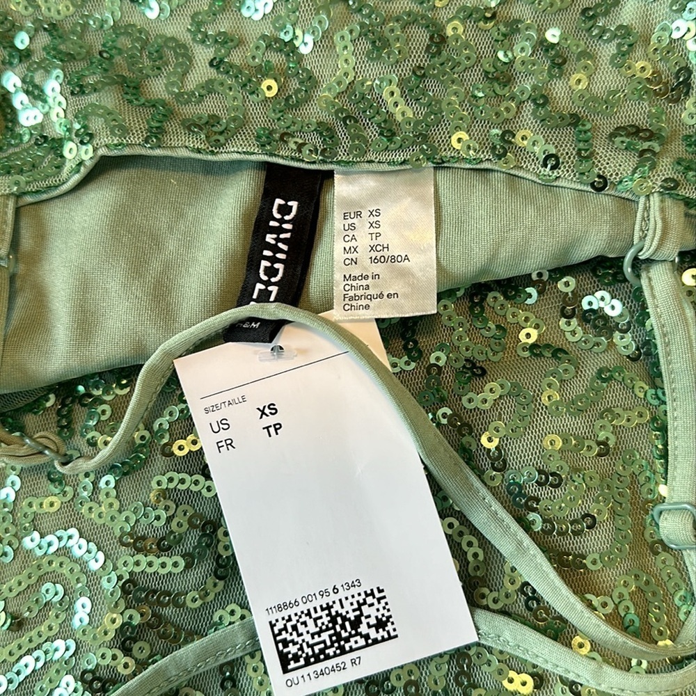 NWT H&M green sequin party dress size XS - Picture 9 of 10